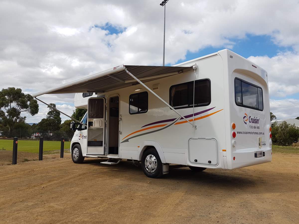 Cruisin Deluxe Side View - Camper Rental Launceston - Campervan Rental Shop