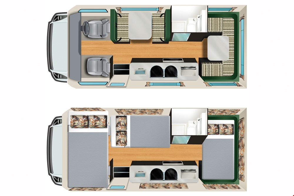Cheapa 6 Berth Top View Interior Lay out - Port Adelaide campervan hire - Campervan Rental Shop