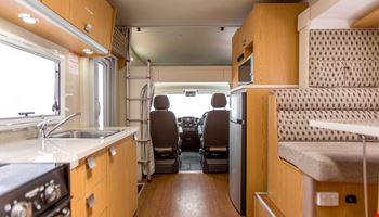 Euro Slider Kitchen Interior - RV Hire Adelaide - Campervan Rental Shop